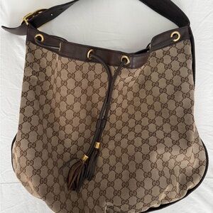 Gucci Tan and Brown GG Shoulder Bag